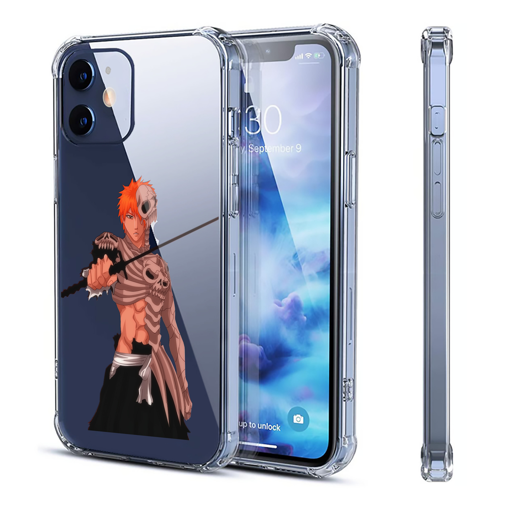 （画像用） ブリーチ 黒崎一護（くろさき いちご）BLEACH Kurosaki Ichigo 【iPhone 12シリーズ対応】透明スマホケース（クリアソフトケース）